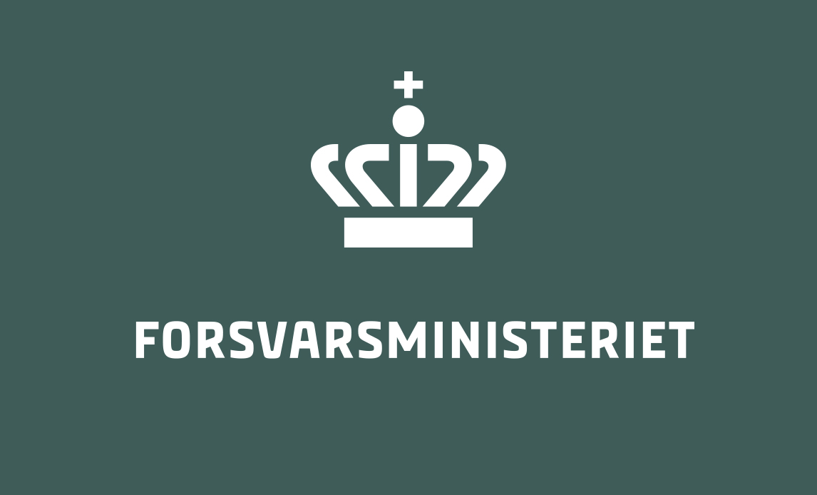 Forsvarsministeriets logo på grøn baggrund