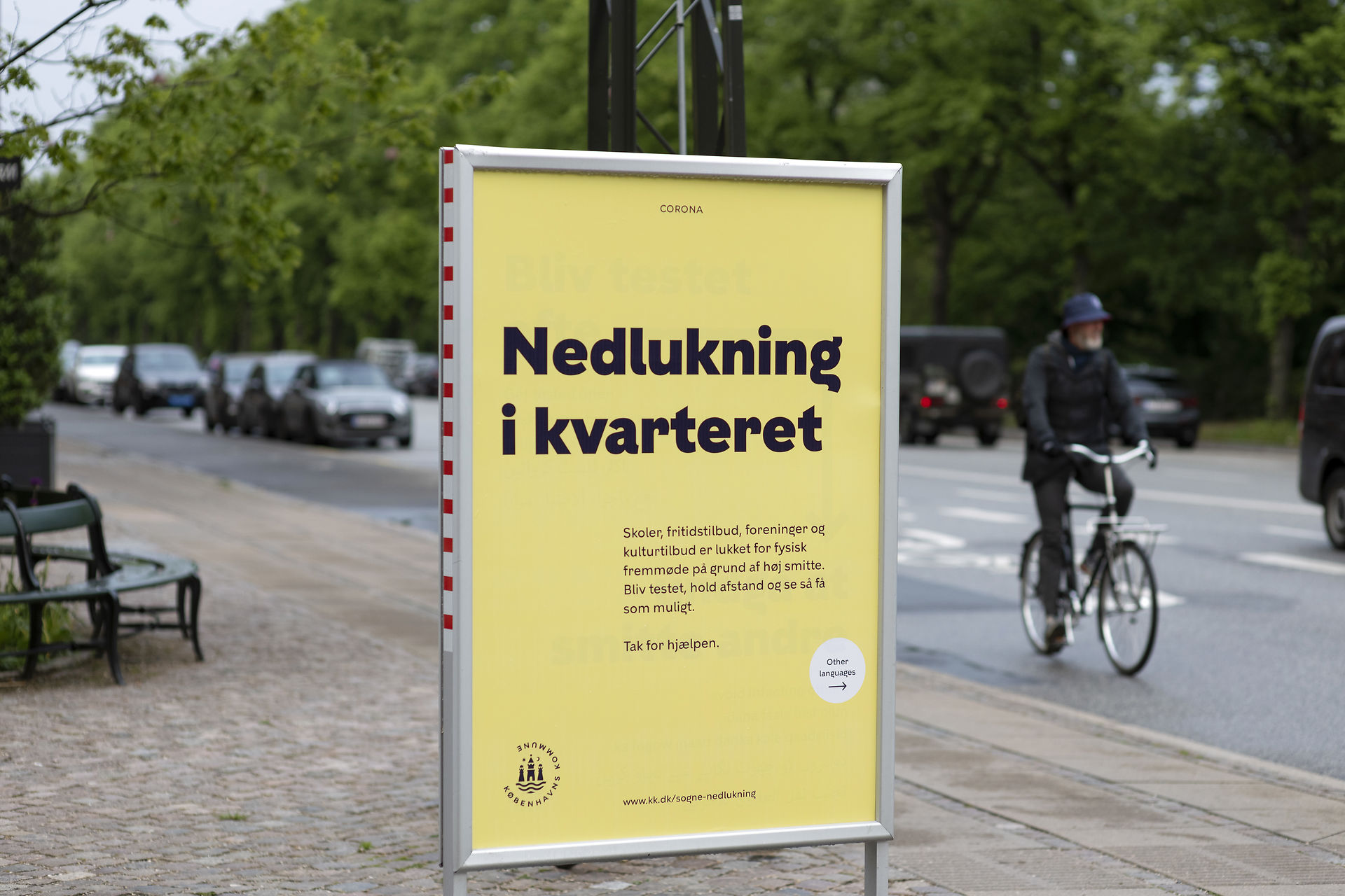 Billede fra Frederiks Sogn omkring Marmorkirken i København, da området var under nedlukning som følge af høj covid-19-smitte.
