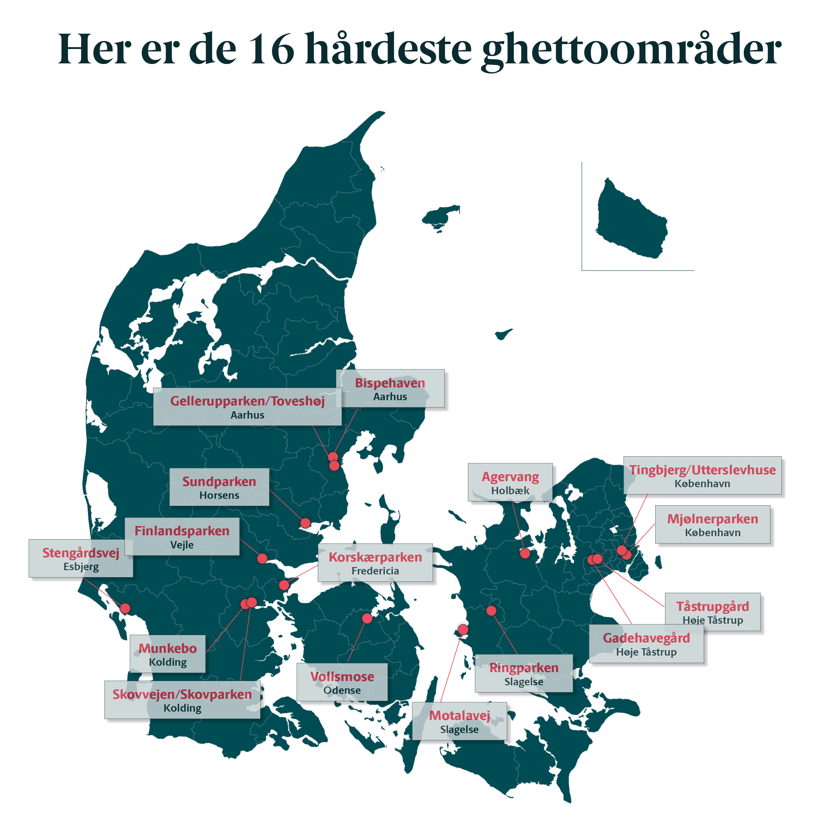 Danmarkskort over udsatte boligområder