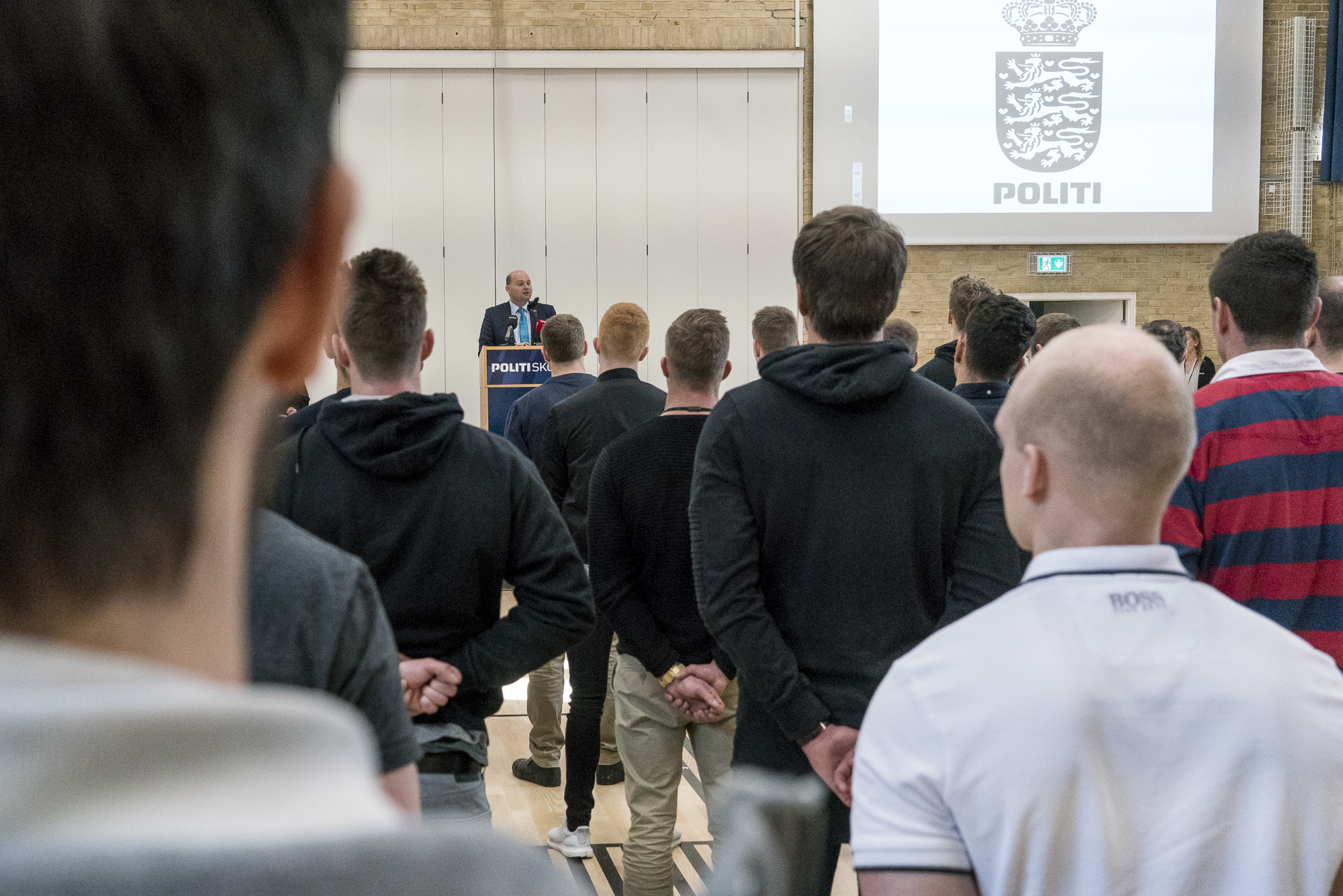 Brøndby 2017. Justitsminister Søren Pape Poulsen byder de første politikadetter velkommen på Politiskolens nye uddannelse, der varer et halvt år
